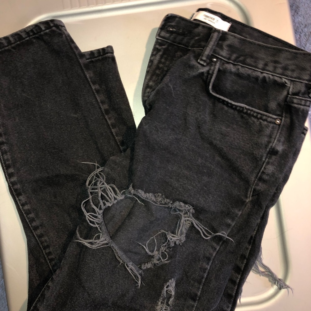 Distressed black jeans